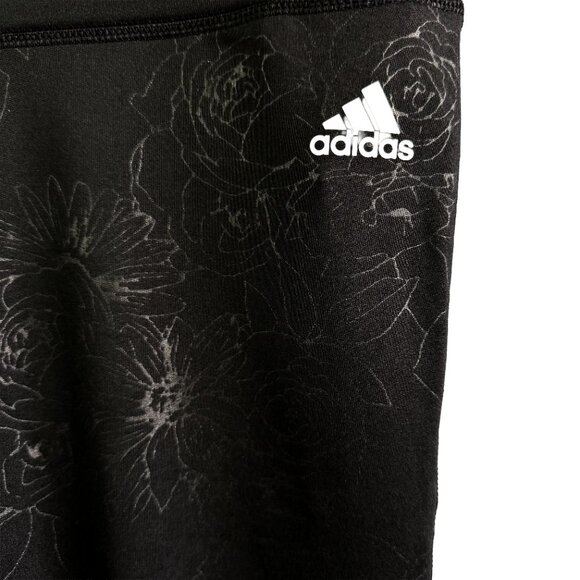 NWT ADIDAS CLIMALITE Embossed Black Floral Tights Active Leggings Women’s Size L - Picture 4 of 13